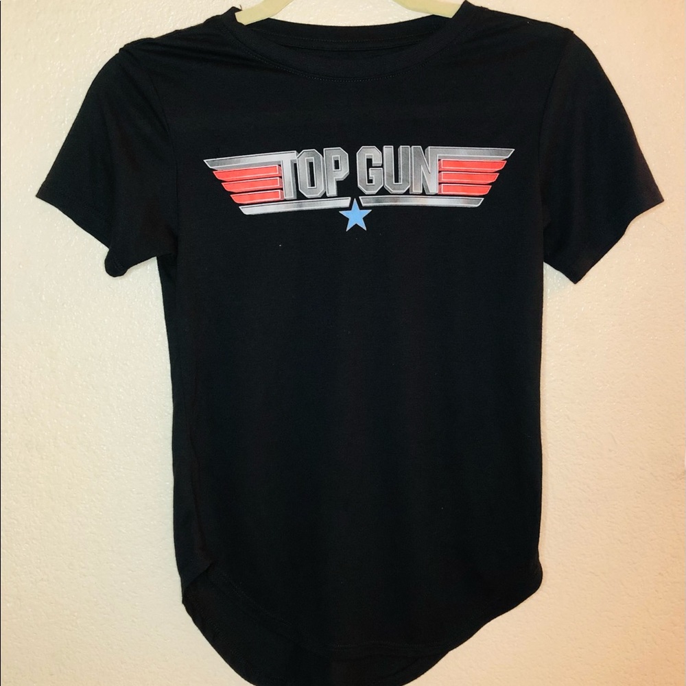 TOP GUN GRAPHIC ASYMMETRIC T-SHIRT WOMEN SHORT SLEEVE SIZE XS